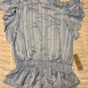 Iris Sky Blue Ruffled Blouse
